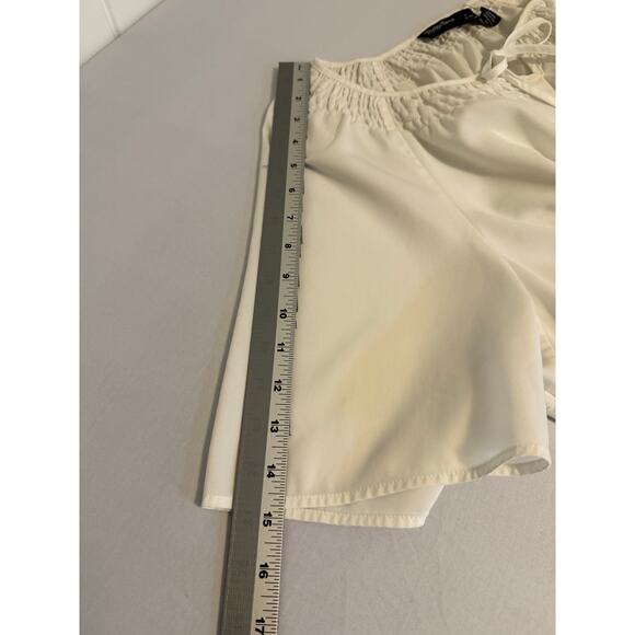 Maggie Barnes Womens Plus 2X Cottagecore Smocked V Neck Tie White Blouse Classic - Picture 4 of 11